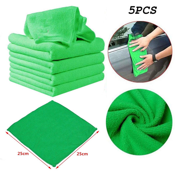 Multifunctional Microfiber Towel 5PC Blue Car Cleaning Polishing Cloth Towel High absorbency Streak free & durable practical