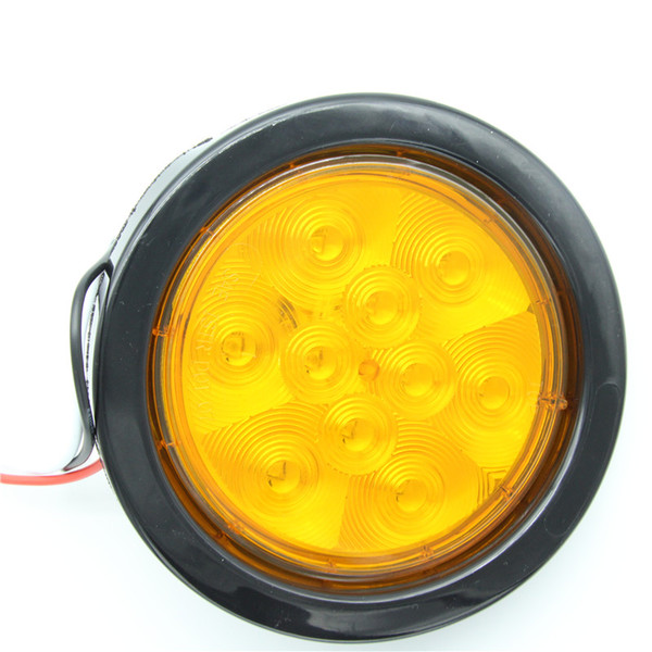 Pair 12V 10 LED Tail Turn Lamp with Bracket Round Amber Truck Trailer DOT SAE 10 Diodes LED light with Grommet and connector