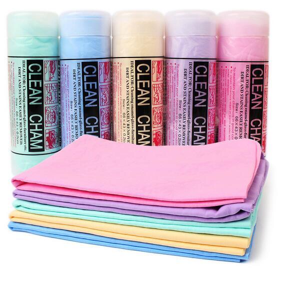 Plastic Barrel Packed Colorful PVA Chamois Towel Shammy Car Washing Cloth Quick Dry Newest Grade A+ Cleaning Dearskin Chamois