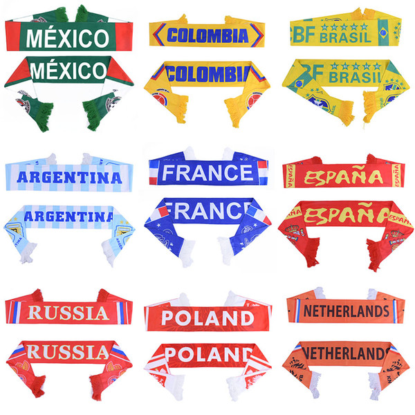 Russia World Cup 2018 football Scarf Soccer Fan Scarf National Team 32 Teams Mexico Flag Banner Football Cheerleaders Scarf