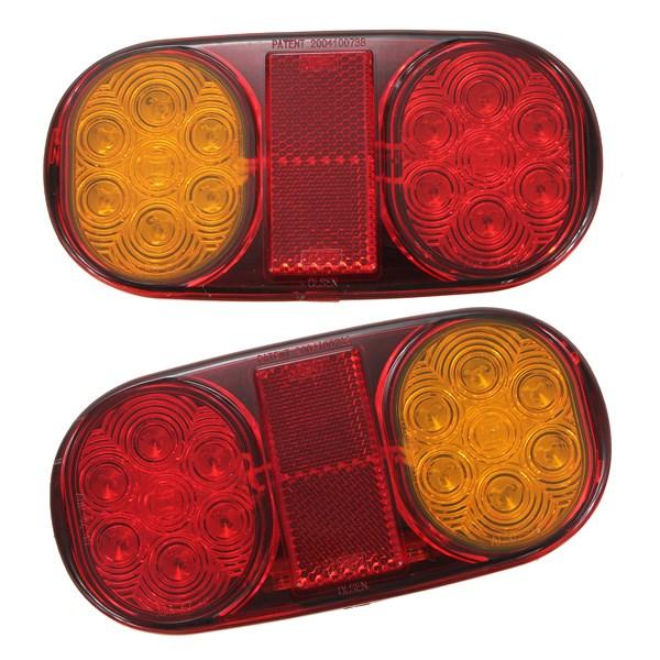 2x 12V LED Rear Tail Stop Indicator Lights Truck Trailer Lorry Tipper W No/Plate