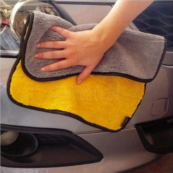 Super Thick Plush Microfiber Car Cleaning Cloths Car Care Microfibre Wax Polishing Detailing Towels(800gsm 45cmx38cm ,color:yellow)