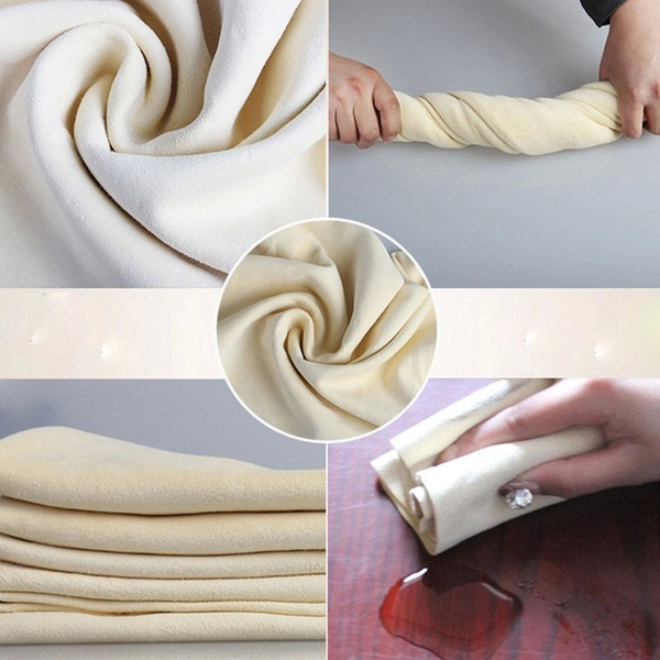High Quality Car Natural Drying Chamois Cleaning Towel Genuine Leather Shammy Sponge cloth Sheepskin Absorbent Towel Car Washing