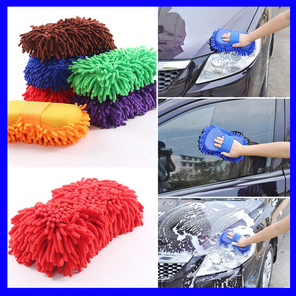 Free Shipping Ultrafine Fiber Chenille Car Wash Gloves Brushes Microfiber Car Motorcycle Washer Car Care Cleaning Brushes