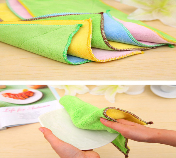 Microfiber Dish Cloth Cleaning Towel Kitchen Washing Cloth Towels Two Side Scouring Pad Multifuntion Durable DDA263