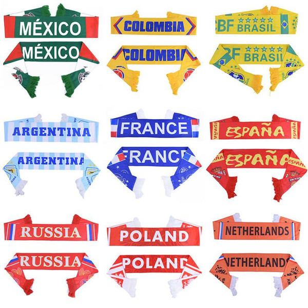 Russia World Cup 2018 football Scarf Soccer Fan Scarf National Team 32 Teams Mexico Flag Banner Football Cheerleaders Scarf DHL Free Shippin