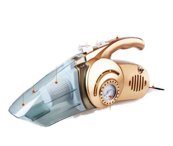 A1023 4 In 1 Car Vacuum Cleaner Handheld Multi-Use Dust Buster With Pressure GaugeLed Light Car Air Compressor Tire Inflator