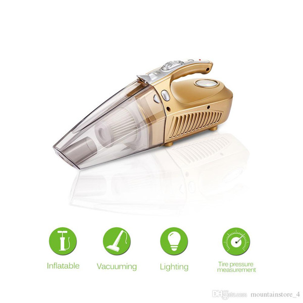 4 in 1 Multi-function Wet/Dry Car Vacuum Cleaner & Tire Inflator & Tire Pressure Gauge & LED Light 120W Handheld Vacuum