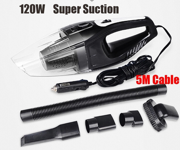 Portable Auto Accessories 5M 120W 12V Car Vacuum Cleaner Handheld Mini Super Suction Wet And Dry Dual Use Vaccum Cleaner For Car