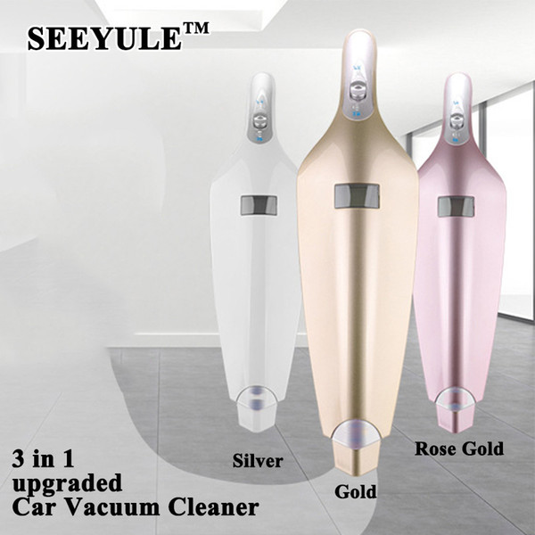 1pcs SEEYULE 12V 120W 3 in 1 Car Vacuum Cleaner Tire Pressure Gauge Air Inflation Dust Suction Cigarette Lighter Wet and Dry Use
