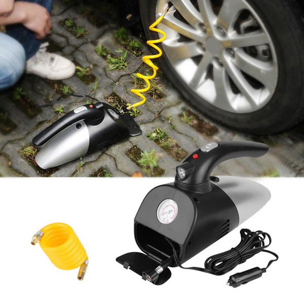 Car Portable Handheld Wet & Dry 4 in 1 Vacuum Cleaner LED Lamp Tire Inflator Tire Pressure 12V