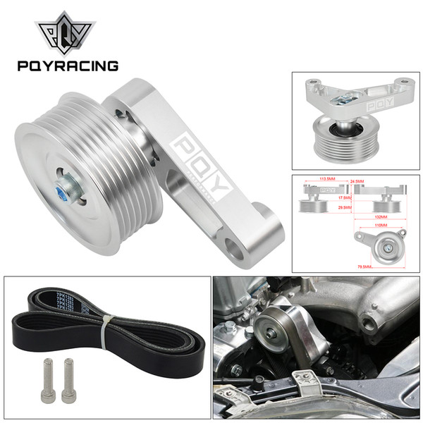 PQY - Adjustable EP3 Pulley Kit For Honda 8th 9th Civic All K20 & K24 Engines with Auto Tensioner Keep A/C Installed CPY01/02