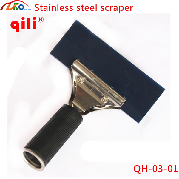 Qili QH-03-01/02 stainless steel Rubber strip scraper Vinyl install industry tools floor clean car film sticker scraper tools
