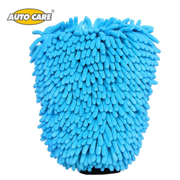 Wholesale- Auto Care 2 in 1 Ultrafine Fiber Chenille Microfiber Car Wash Glove Mitt Soft Mesh backing no scratch for Car Wash and Cleaning