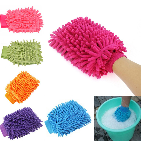 2 X Ultrafine Fiber Chenille Microfiber Car Wash Glove Mitt Soft Mesh backing no scratch for Car Wash and Cleaning