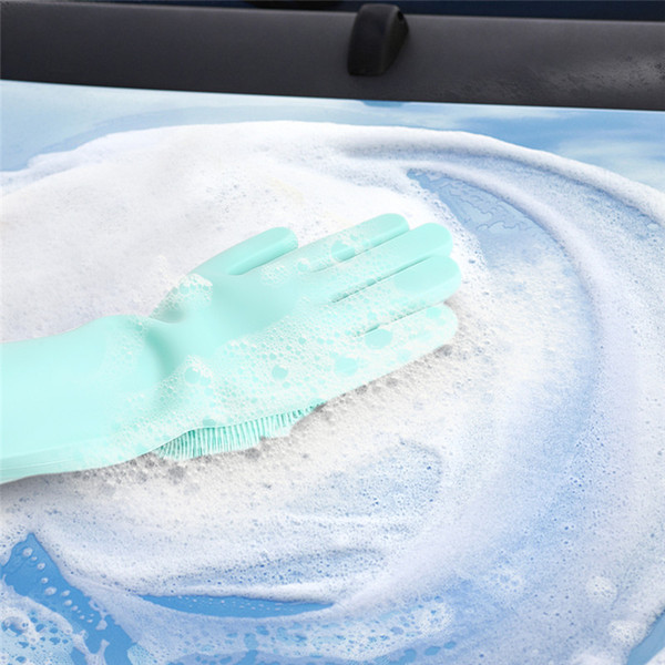 Auto Waxing Car Accessories polishing pad foam pads Washing the Car Green and Pink Reusable Silicone Gloves with Wash Scrubber