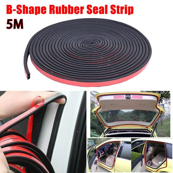 5M Car Door Seal Strips Sticker B Shape Weatherstrip Rubber Seals Sound Insulation Sealing Strip Automobiles Interior Accessorie