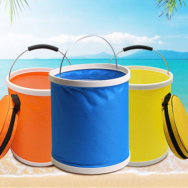 High quality 13L Thickened canvas bucket fishing bucket clean car wash bucket with zipper bag For Outdoor sports