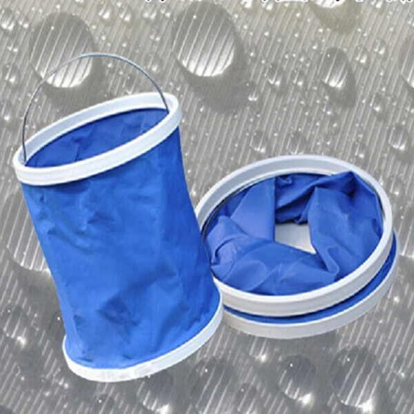 9L Car Folding Bucket Multipurpose Fold Telescopic Bucket Portable Fishing Bucket Oxford Cloth + Plastic Waterproof Barrel 20PCS