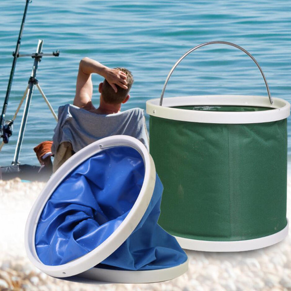 Car Folding Water Bucket Auto Outdoors Camping Hiking Fishing Bucket Tackle Tools for Washing Vehicle Retractable Clean Canvas
