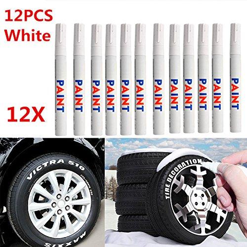 12pcs White Waterproof Permanent Car Tyre Tire Tread Paint Marker Pen Tire Pen