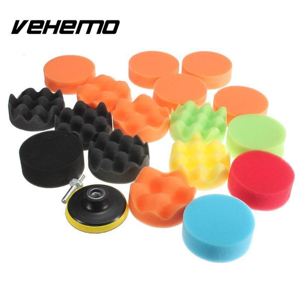 wholesale 19Pcs Car Vehicle 80mm Polishing Buffer Pad Car Polishing Sponge Kit +Polishing Wheel+M10 Drill Adapter Car Polisher Set