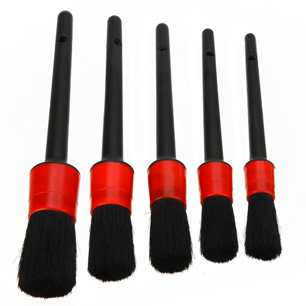 wholesale 5pcs Natural Boar Hair Car Cleaning Brush Auto Detailing Brushes Set For Wheel Air Vent Trim