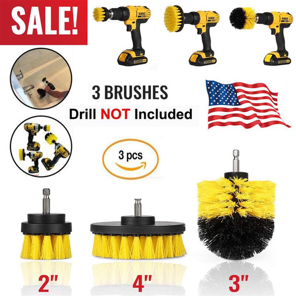 3 Pcs Drill Brush Kit for Tile Grout Car Boat RV Tub Cleaner Scrubber Cleaning Tool Brushes