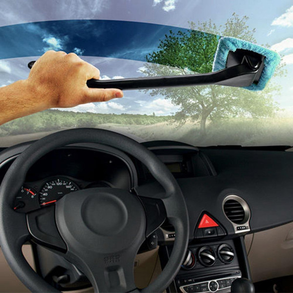 Microfiber Auto Car Wash Window Cleaner Long Handle Brush Dust Car Care Windshield Shine Towel Handy Washable Car Cleaning Tool