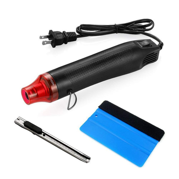 3pcs/set 220V 300W Electric Hot Air Heat Gun EU US Plug+Car Scraper Squeegee+Vinyl Cutter Knife Auto Car Vinyl Film Wrapping Tools