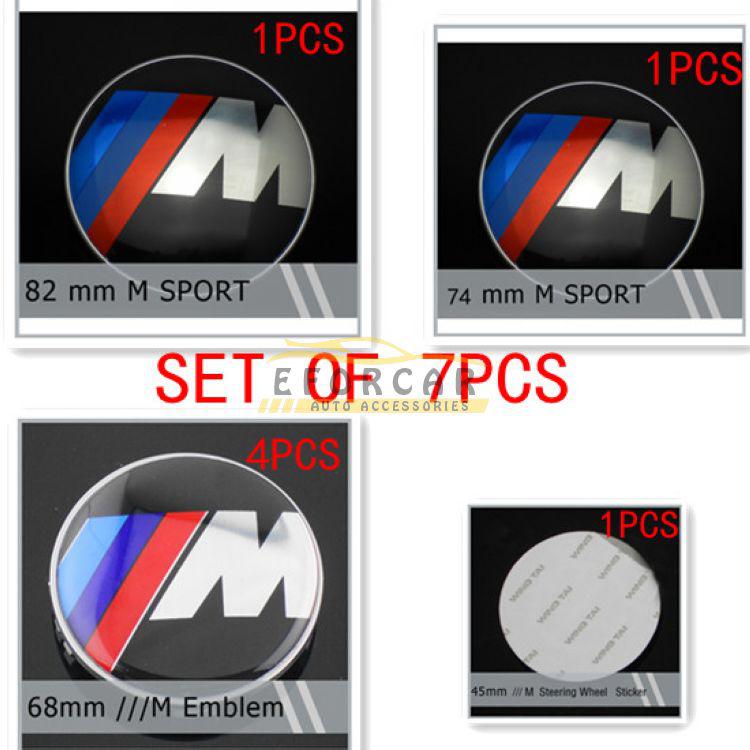 Full Set Of 7Pcs for M Tech Sport Power Front Rear Wheel Steering Caps Emblem Full Black Carbon Fiber Badge for BMW 82mm 74mm 68mm 45mm