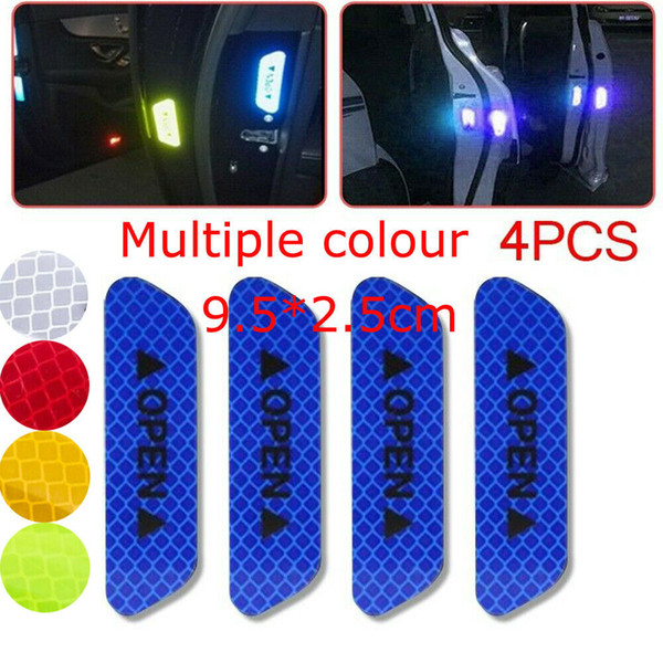 4Pcs Universal Auto Car Door Open Sticker Reflective Tape Safety Warning Decal