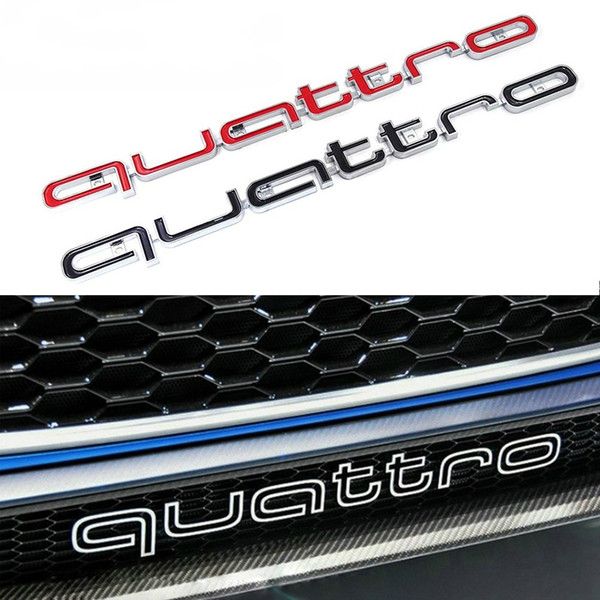 Quattro Logo Emblem Badge Car 3D Stickers ABS Quattro Stickers Front Grill Lower Trim For Audi A4 A5 A6 A7 RS5 RS6 RS7 RS Q3 Car Accessories