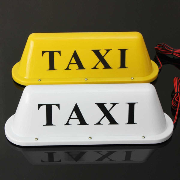 12V Taxi Roof Top Cab LED Sign Light Lamp With Magnetic Base Cigarette Lighter Yellow White Light