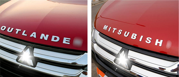 Car-Styling ABS Chrome 3D letter mark With Front car cover Label Fit For MITSUBISHI Outlander Accessories