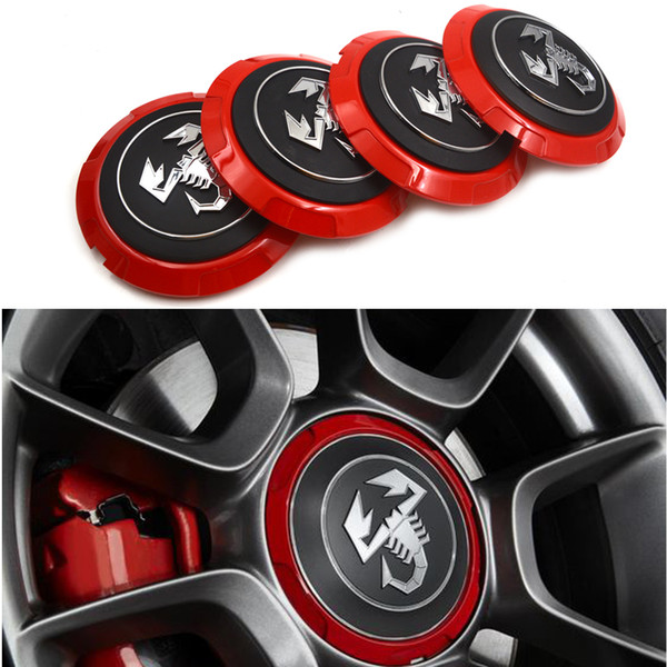 Gzhengtong 133mm 4pc/set Alloy Wheel Centre hub Cap for Fiat 500 Abarth 04726184AA 53106013 86919 Black Red Abarth Scorption