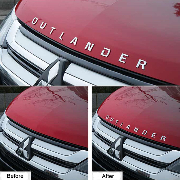 FIT For Mitsubishi Outlander 2013 - 2018 Stainless Steel SLIM Outlander Wording 3D Letter Sticker Trim Emblem