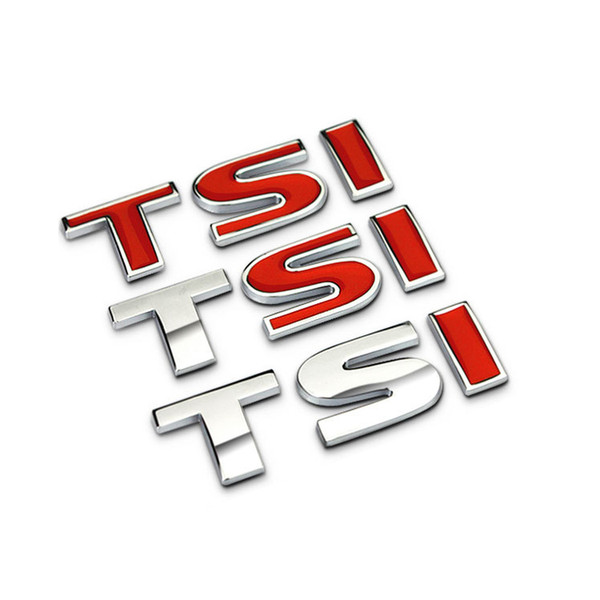 Red Silver Letter TSI Symbol 3D Emblem Sticker Badges for Auto Car Trunk Tailgate Bumper Decoration