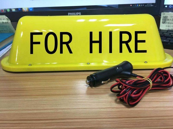 TAXI 'FOR HIRE' LIGHT AMBER YELLOW SIGN LED'S CONNECTS TO ANY TAXI METER Cab Top for taxi drivers