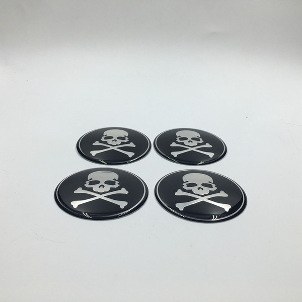 4PCS/lot 65mm Wheel Center Cap Emblem Sticker Skull Head Car Styling Hub Cap Badge Decals