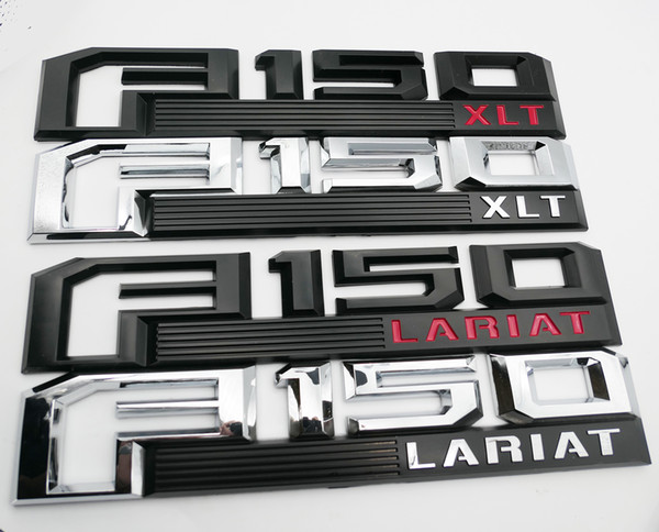 For 2015-2018 Ford F-150 XLT LARIAT Chrome Red Black Fender Emblem Badge Nameplates Passenger & Driver Sides