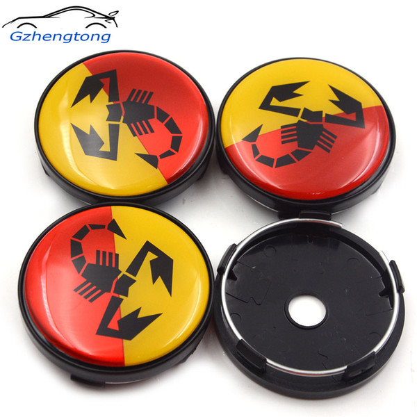 Gzhengtong 4pcs/lot 60mm Yellow Red Scorpion Auto Wheel Center Badge Car Wheel Hubs Caps Emblem Abarth Wheel Center Caps