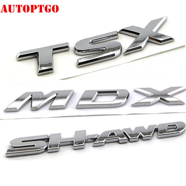 Silver Car Rear Trunk 3D Letter MDX TSX SH-AWD Emblem Logo Badge Decal Sticker For Acura Cars