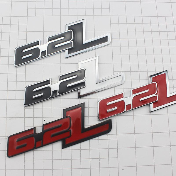 Car Styling 12*4.3cm Metal plating 6.2L Emblem Rear Trunk Badge Side Logos Cars body Stickers