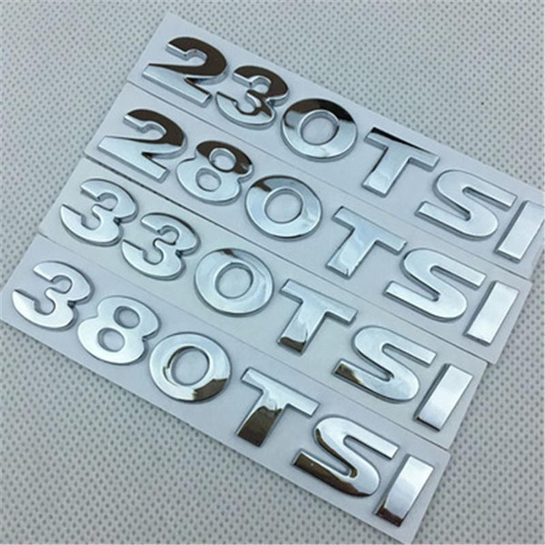 Car styling 11.6*1.7cm metal silver 230 280 330 380 TSI Emblem Badge Rear Trunk Logo Body Sticker Auto Accessories