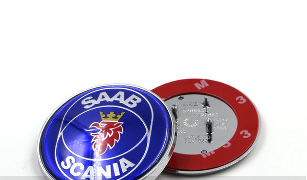 High Quality NEW 68mm SAAB SCANIA 9-5 95 (98-02) Bonnet ABS 3pins Emblem Badge Blue Logo Brand New part 4911541