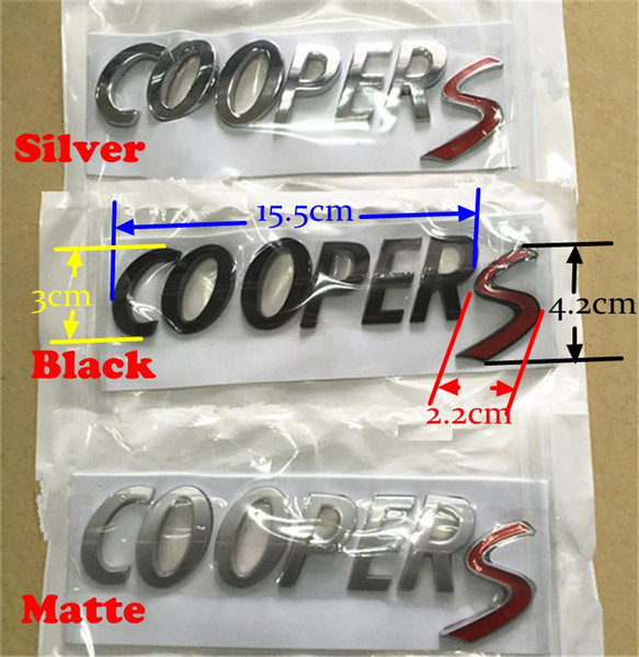 Car styling alloy Letter Metal Emblem words Badge for MINI Cooper S Tailgate Rear Boot Trunk Hatch Black Matte Silver