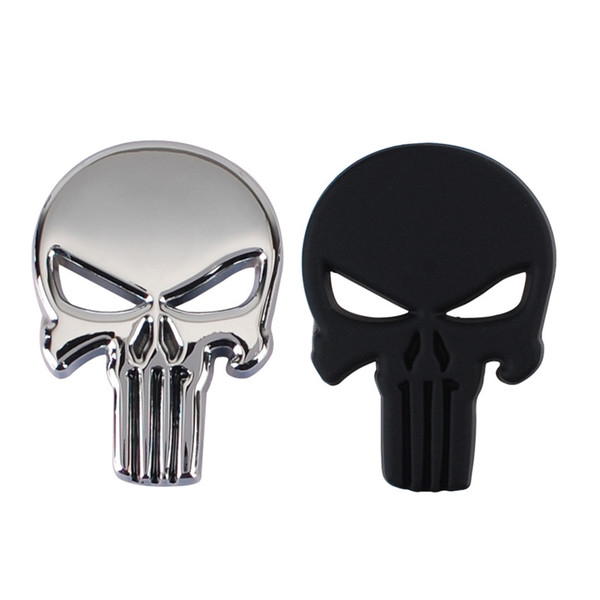 Punk 3D Skull Car Front Sides Rear Decorations metal Badge Emblem for Univesal Car Silver 10pcs Lot Free shipping