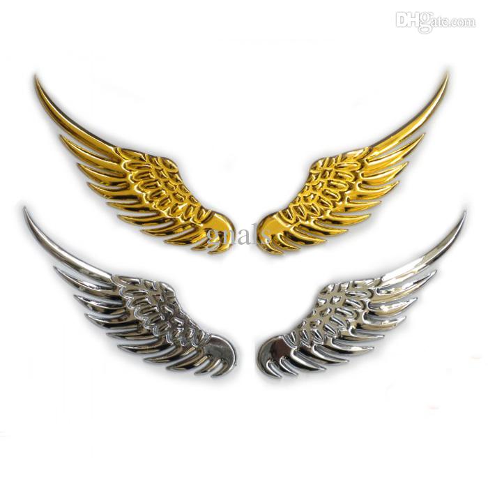 Angel Wings Metal Design Auto Emblem 3D Car Decorative Alloy Badge Label Stickers Brand New Free Shipping Gold Silver