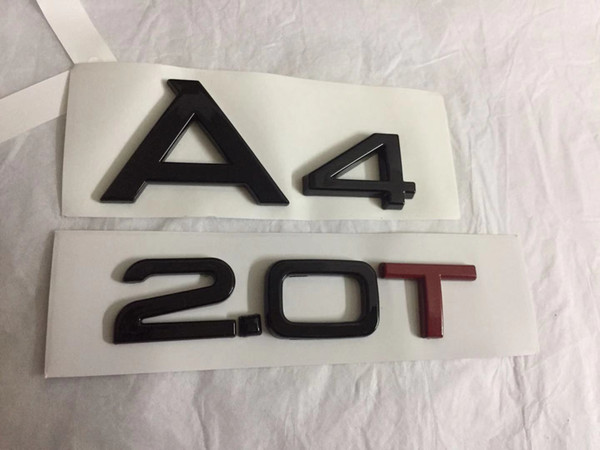 3D Chrome Audi A4 2.0T Letter Trunk Emblem Emblems Rear Badge Decal Sticker for Audi Black (red)